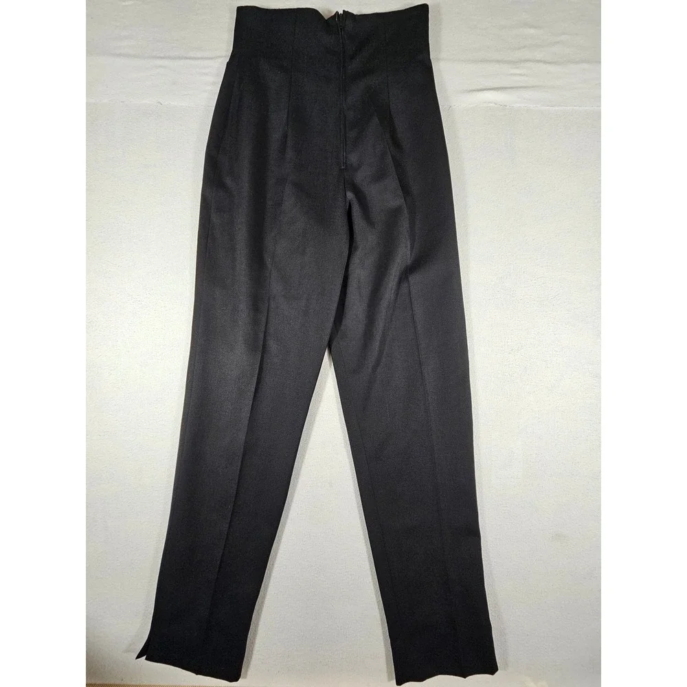 Nordstrom Savvy‎ Black 100% Wool High Waisted Tapered Pants Womens Size 6 USA
